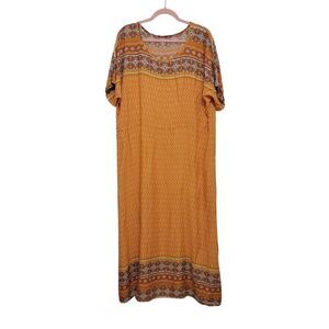 Yellow Scoop Neck Dolman Maxi Boho Dress